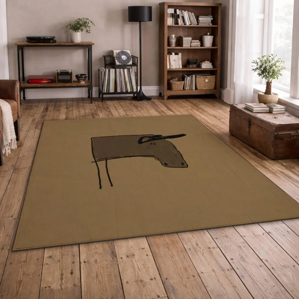 Minimal Western Rug, Hand Drawn Abstract Line Art Area Rug, Modern Rustic Boho Home Decor, Artist Designed Rug, Abstract Artwork Rug,