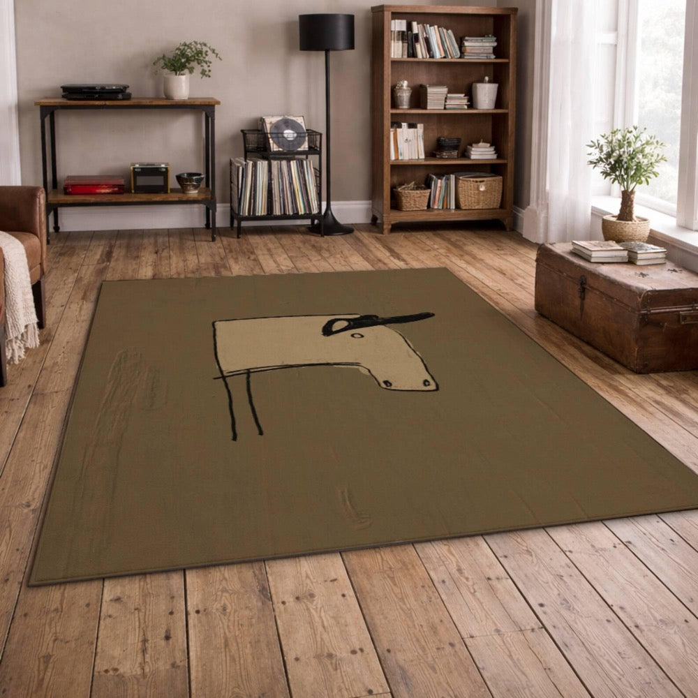 Minimal Western Rug, Hand Drawn Abstract Line Art Area Rug, Modern Rustic Boho Home Decor, Artist Designed Rug, Abstract Artwork Rug,