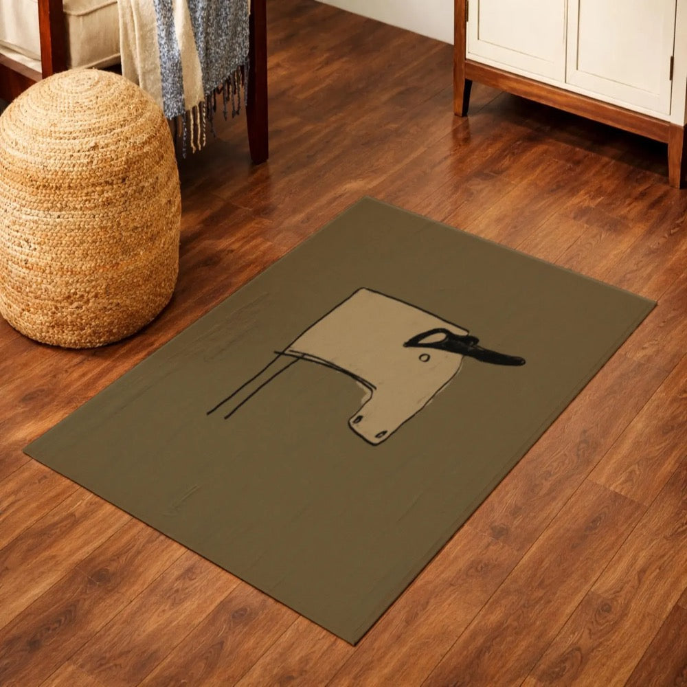 Hand Drawn Minimal Art Rug, Abstract Line Art Area Rug, Modern Boho Home Decor, Artist Designed Floor Rug