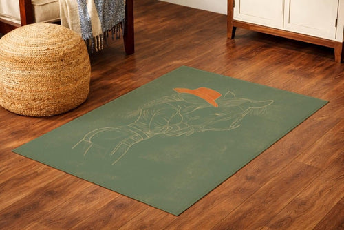 Cowgirl and Horse Art Rug, Horse Girl, Hand Drawn Line Art Area Rug, Minimal Western Decor, Artist Designed Rug, Area Rug, Modern Rug