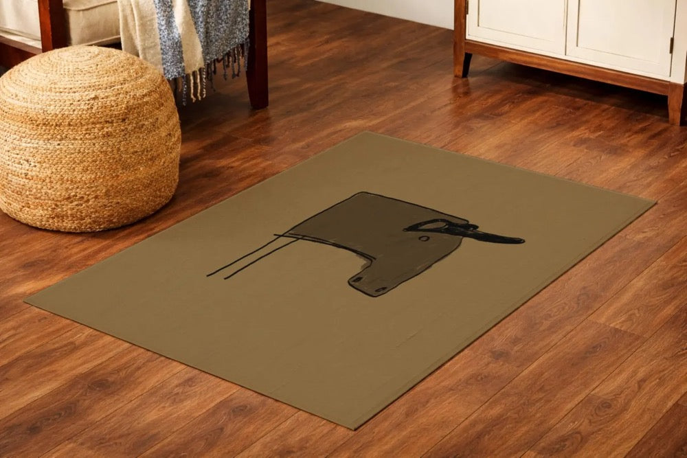 Minimal Western Rug, Hand Drawn Abstract Line Art Area Rug, Modern Rustic Boho Home Decor, Artist Designed Rug, Abstract Artwork Rug,
