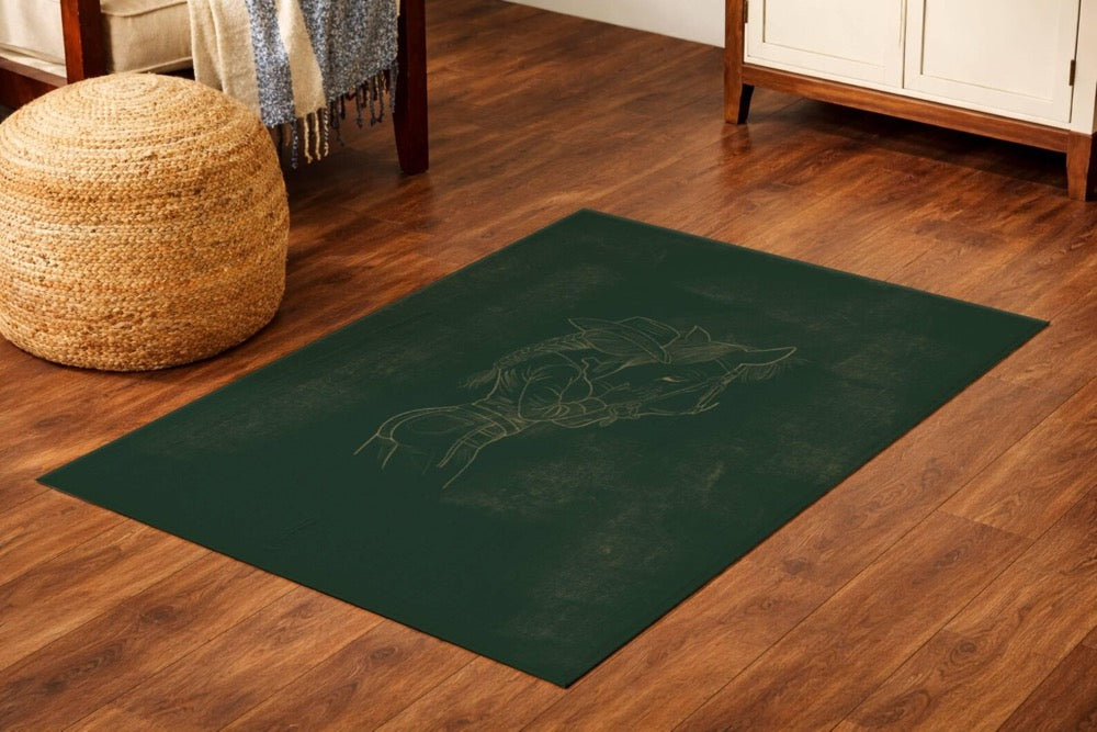 Cowgirl and Horse Art Rug, Horse Girl, Hand Drawn Line Art Area Rug, Minimal Western Decor, Artist Designed Rug, Cow Girl Art, Horse Art
