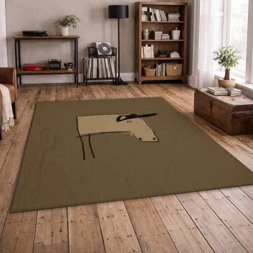 Hand Drawn Minimal Art Rug, Abstract Line Art Area Rug, Modern Boho Home Decor, Artist Designed Floor Rug