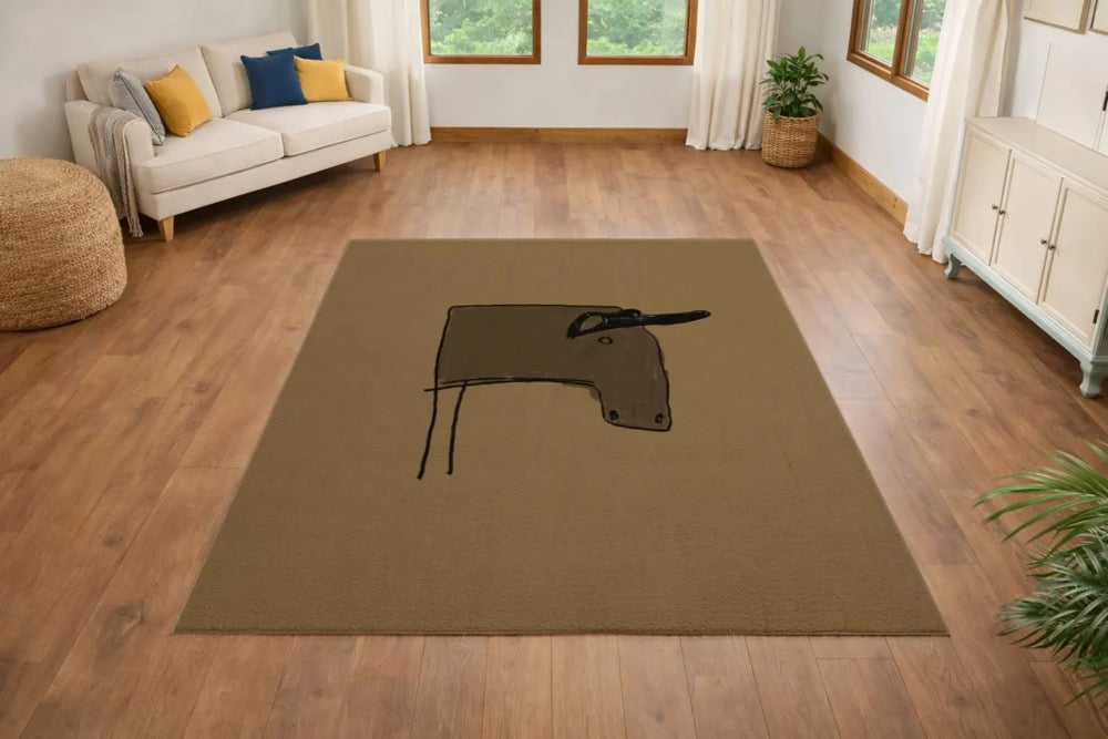 Minimal Western Rug, Hand Drawn Abstract Line Art Area Rug, Modern Rustic Boho Home Decor, Artist Designed Rug, Abstract Artwork Rug,